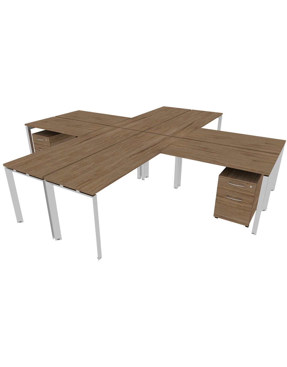 4 person workstation with pedestals