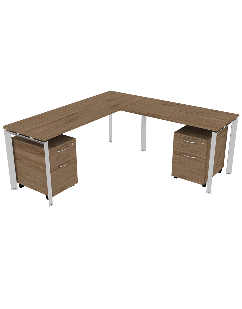 Right Extended L-Shaped Work Station With Pedestals