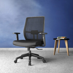 ErgoBreeze, Black frame, Black FAUX LEATHER back & seat, Mid-back chair, tilt/swivel - FAUX LEATHER